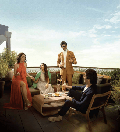 Outdoor swimming pool with lounge chairs